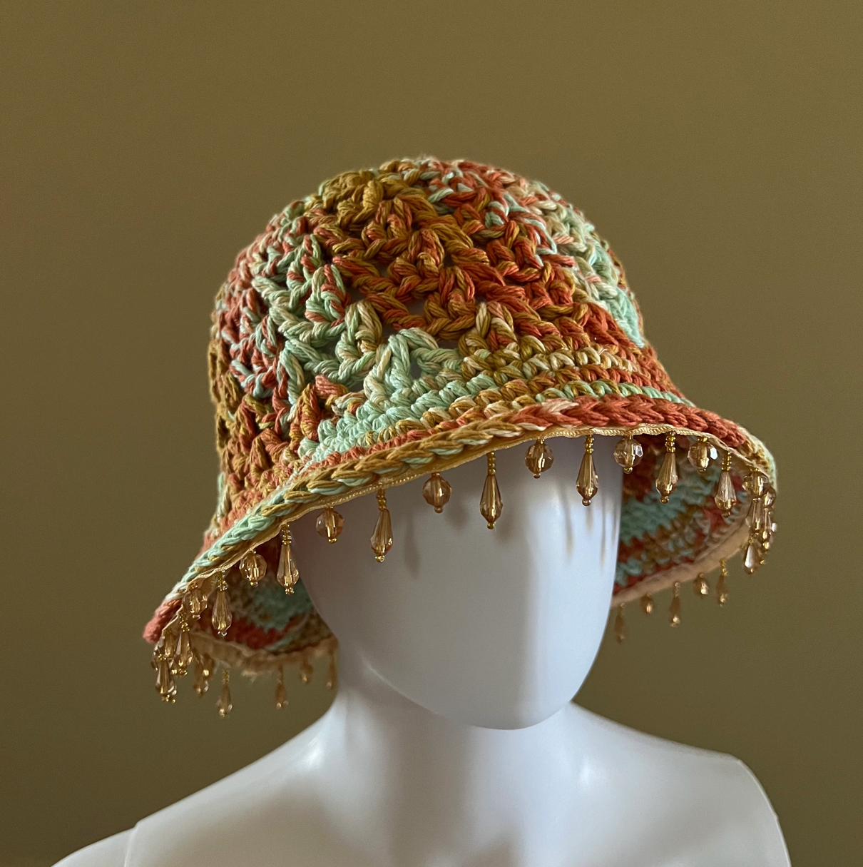 Retro Crochet Bucket Hat Tassels Handmade Festival Fashion Rave Edm Burning Man