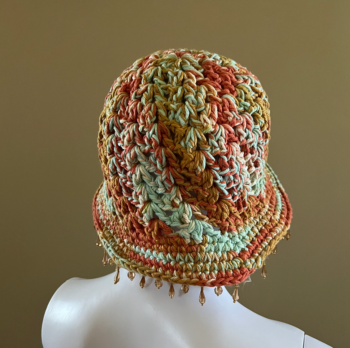 Retro Crochet Bucket Hat Tassels Handmade Festival Fashion Rave Edm Burning Man