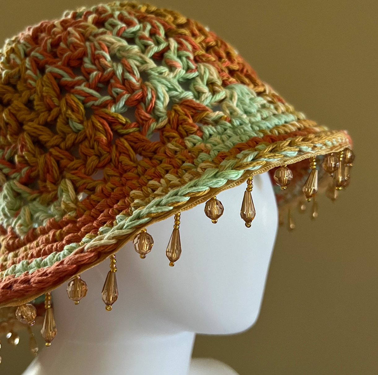 Retro Crochet Bucket Hat Tassels Handmade Festival Fashion Rave Edm Burning Man